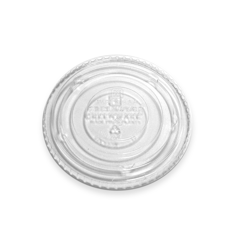No Hole Flat Straw Lid For 12/20 oz. Compostable Plastic Cup - LGC12/20F - THE CUP STORE