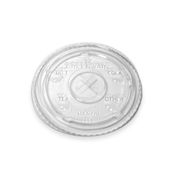 Flat Straw Lid For 12/20 oz. Compostable Plastic Cup - LGC12/20 - THE CUP STORE