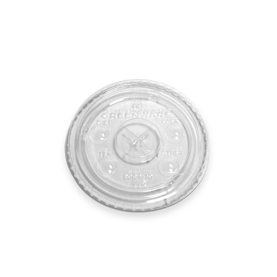 Flat Straw Lid For 9/10 oz. Compostable Plastic Cup - LGC9/10