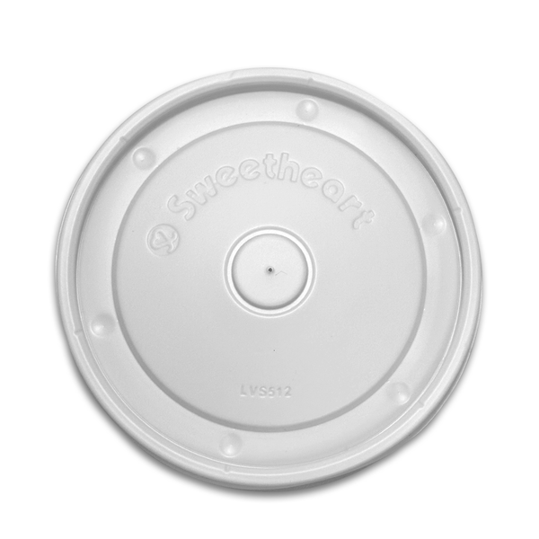 Flat Vented Lid For 12 oz. Recyclable Paper Food Container - LVS512 - THE CUP STORE