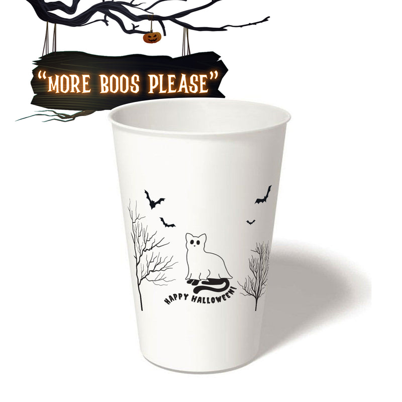 16 oz. Holiday Recyclable Paper Cup - More Boos Please (Black)
