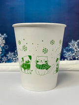 12 oz. Holiday Recyclable Paper Cup - Sip, Sit, & Stay (Green) - THE CUP STORE