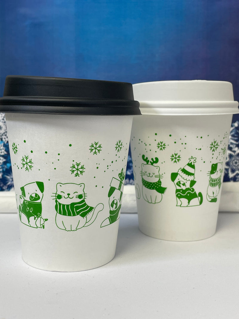 8 oz. Starbucks Logo Paper Hot Cups, White/Green Disposable Coffee