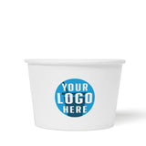 12 oz custom printed recyclable paper food container with "Your Logo Here" on white background