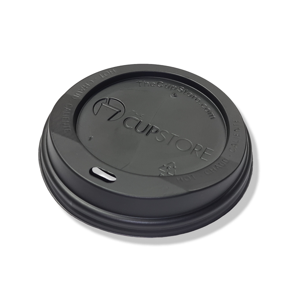 Black Dome Lid For 10/12/16/20 oz. Recyclable And Compostable Single Wall Paper Cup - THE CUP STORE