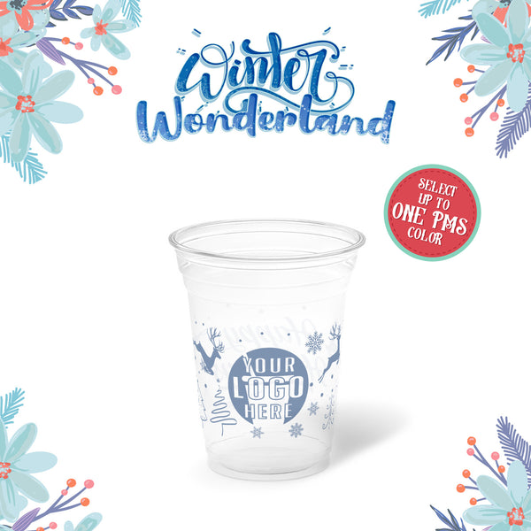 10 oz. Holiday Recyclable Plastic Cup – Custom Winter Wonderland