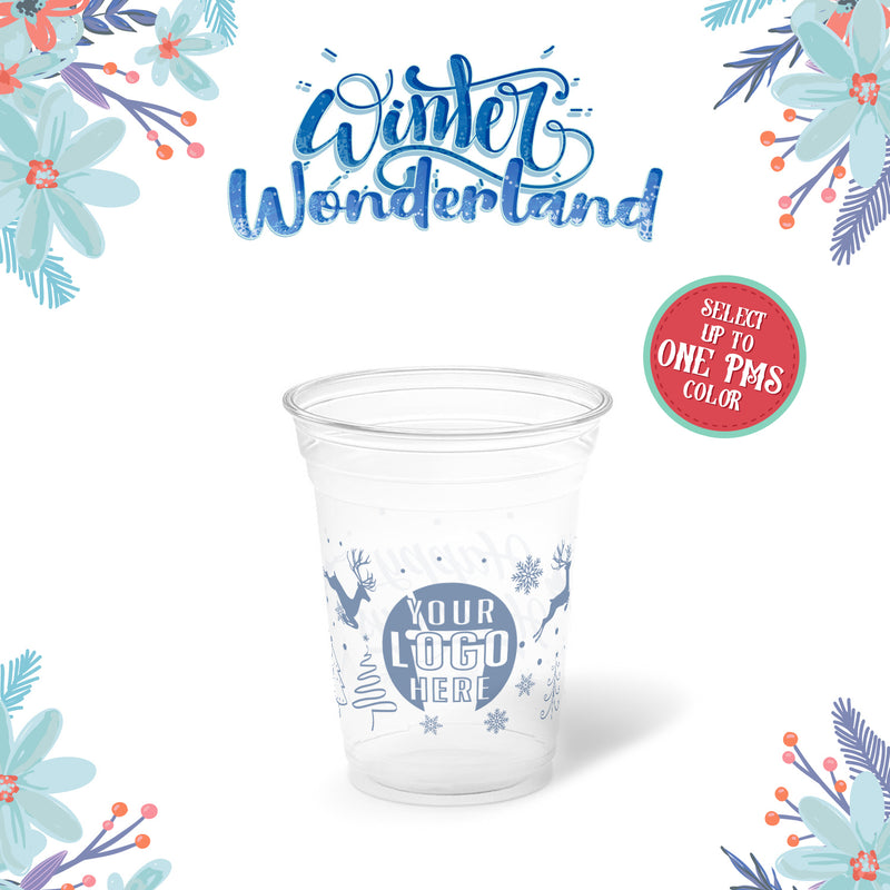 10 oz. Holiday Recyclable Plastic Cup – Custom Winter Wonderland