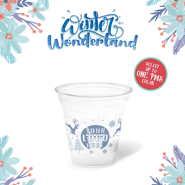 12 oz. Holiday Recyclable Plastic Cup – Custom Winter Wonderland