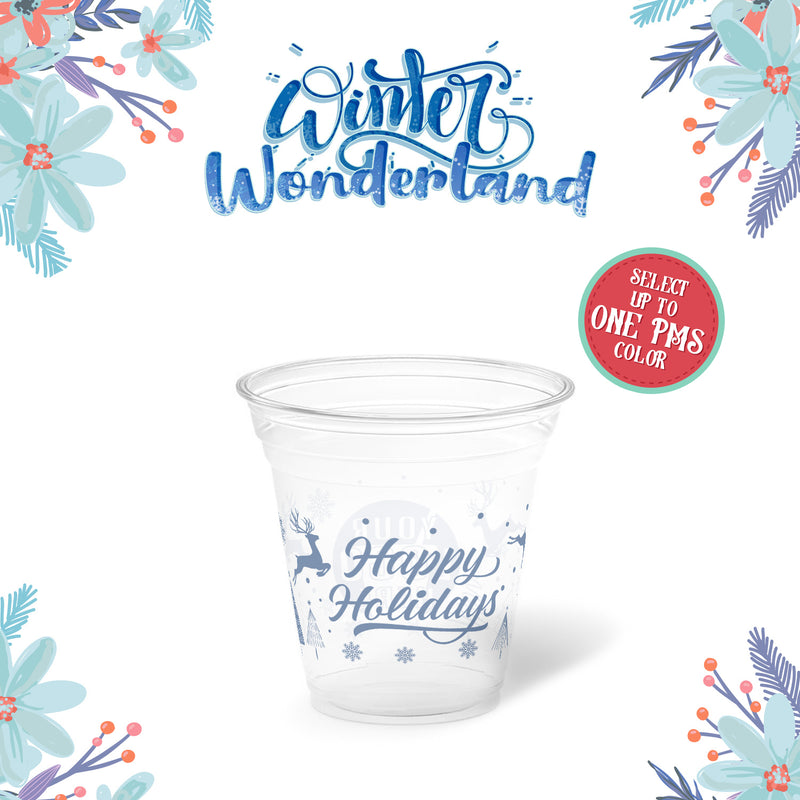 12 oz. Holiday Recyclable Plastic Cup – Custom Winter Wonderland