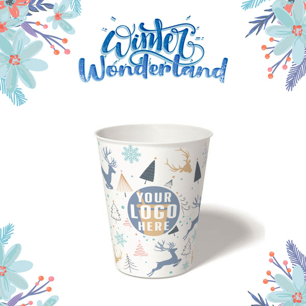 12 oz. Holiday Recyclable Paper Cup – Custom Winter Wonderland