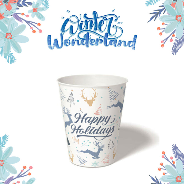 12 oz. Holiday Recyclable Paper Cup – Custom Winter Wonderland