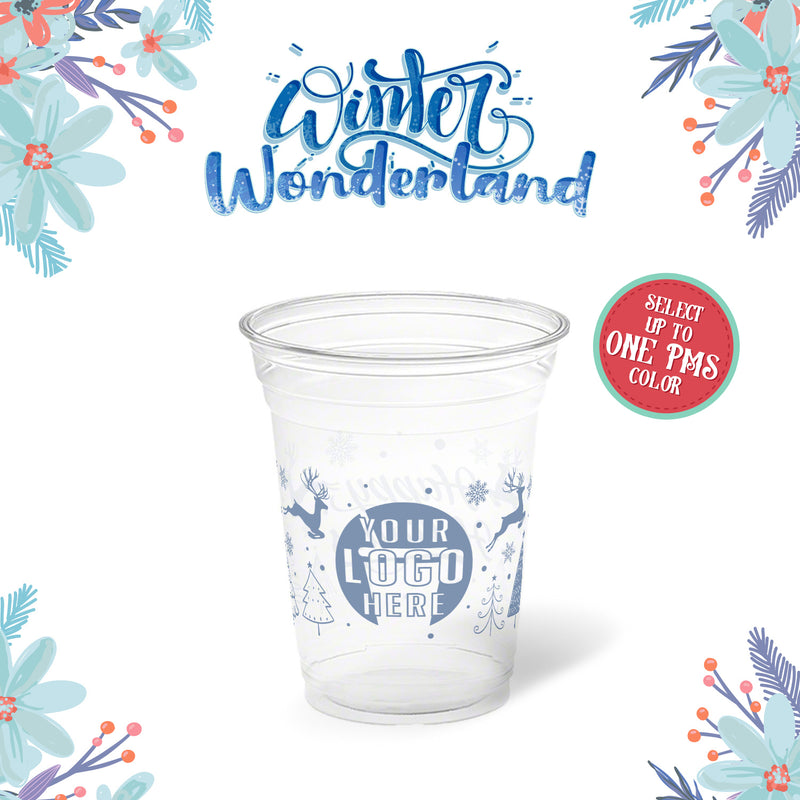 16 oz. Holiday Recyclable Plastic Cup – Custom Winter Wonderland