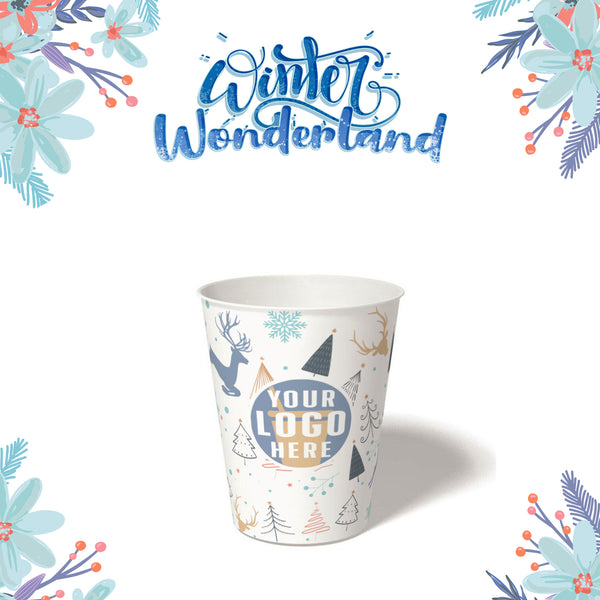 8 oz. Holiday Recyclable Paper Cup – Custom Winter Wonderland