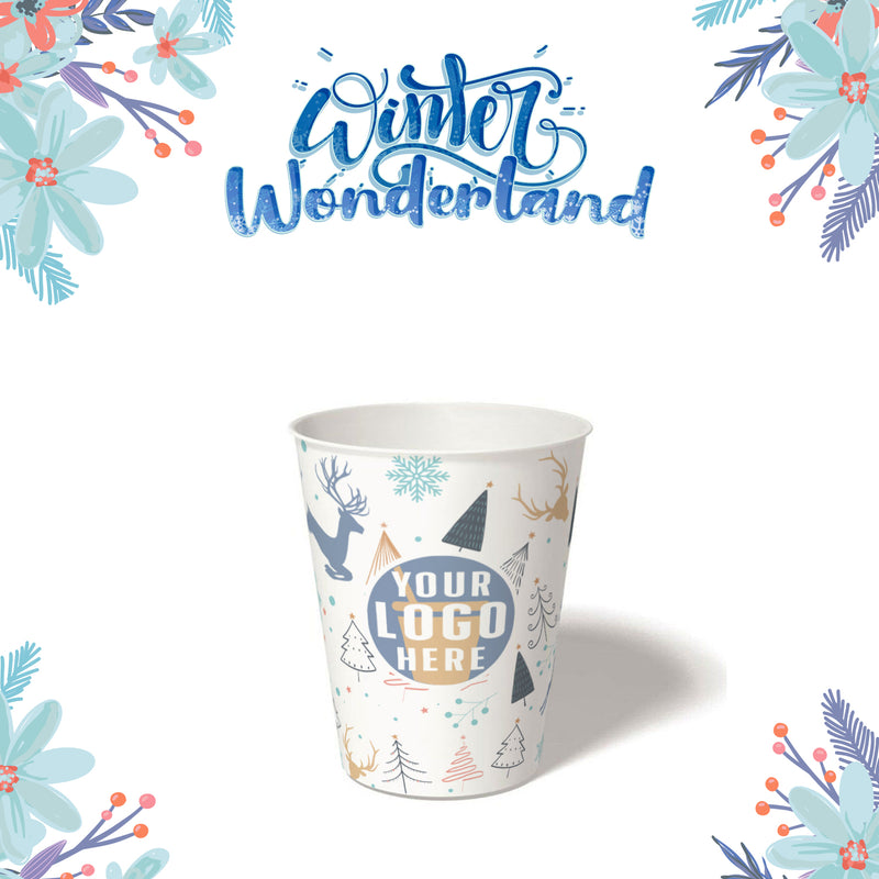 8 oz. Holiday Recyclable Paper Cup – Custom Winter Wonderland