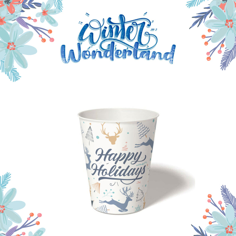 8 oz. Holiday Recyclable Paper Cup – Custom Winter Wonderland