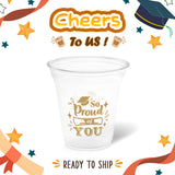 12 oz. Graduation Recyclable Plastic Cup – Cheers to us (Khaki) - THE CUP STORE