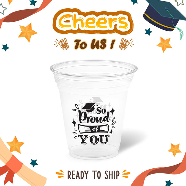 12 oz. Graduation Recyclable Plastic Cup – Cheers to us (Black) - THE CUP STORE
