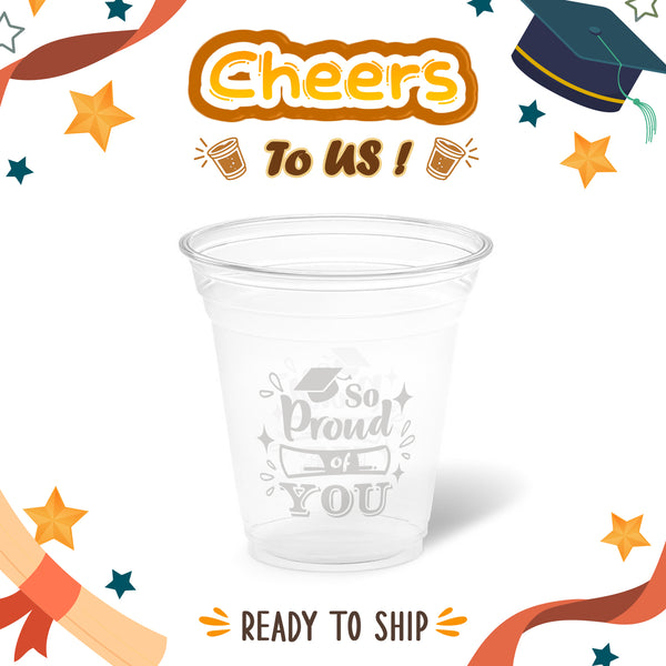 12 oz. Graduation Recyclable Plastic Cup – Cheers to us (White) - THE CUP STORE