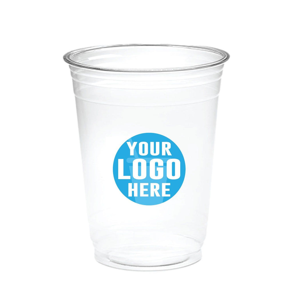 100 Pack] 20 oz Clear Plastic Cups with Flat Lids, Disposable Iced