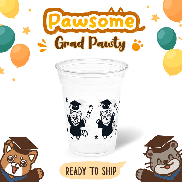 10 oz. Graduation Recyclable Plastic Cup - Pawsome Grad Pawty (Black) - THE CUP STORE