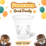 12 oz. Graduation Recyclable Plastic Cup - Pawsome Grad Pawty (White) - THE CUP STORE