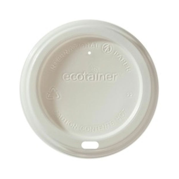 Compostable Cream Dome Lid For 10/12/16/20 oz. Compostable Single Wall Paper Cup