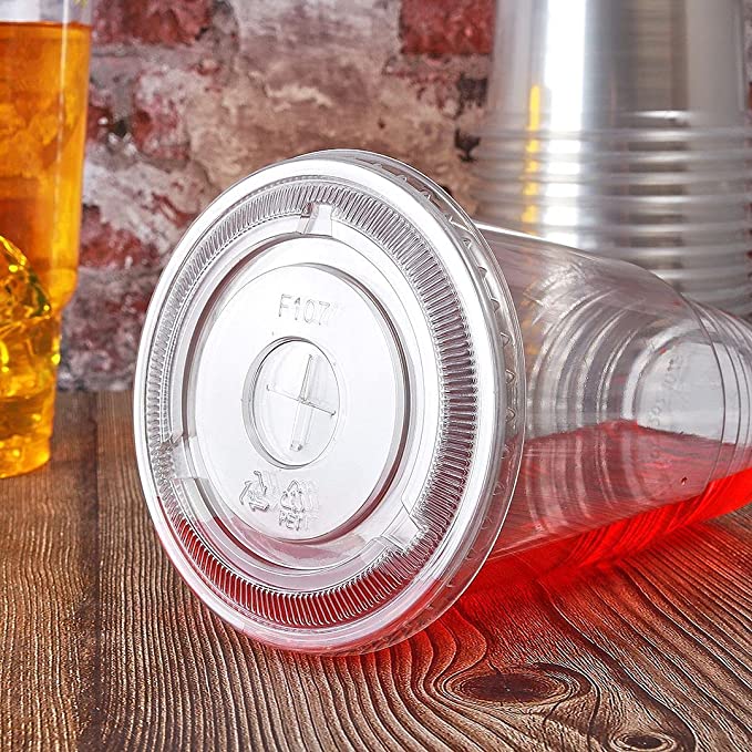 Flat Straw Lid For 32 oz. Recyclable Plastic Cup 500/Case