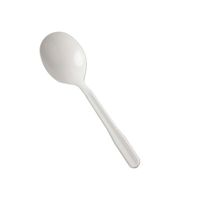 White Plastic Soupspoon